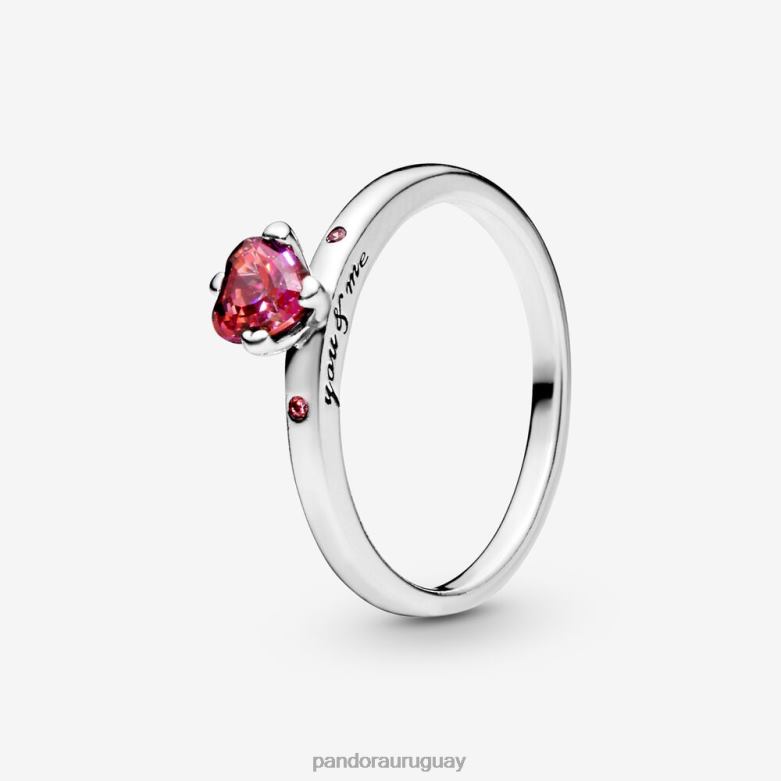 accesorios 64J6V491 Pandora anillo de corazon brillante plata esterlina rojo 64J6V491 Amados amuletos en Pandora Uruguay Pandora pendientes expresan sus historias a traves del estilo